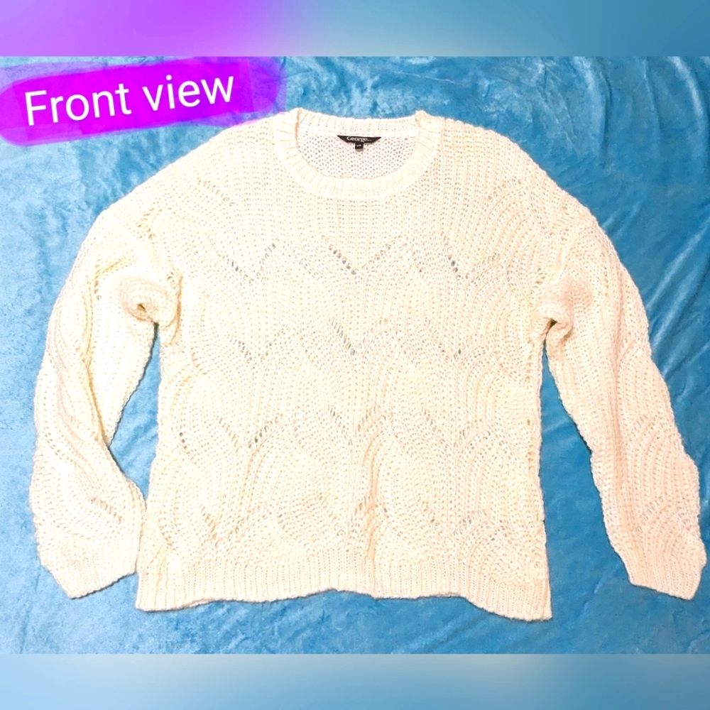 George brand cream/white coloured, crochet style sweater, size lg, NWOT